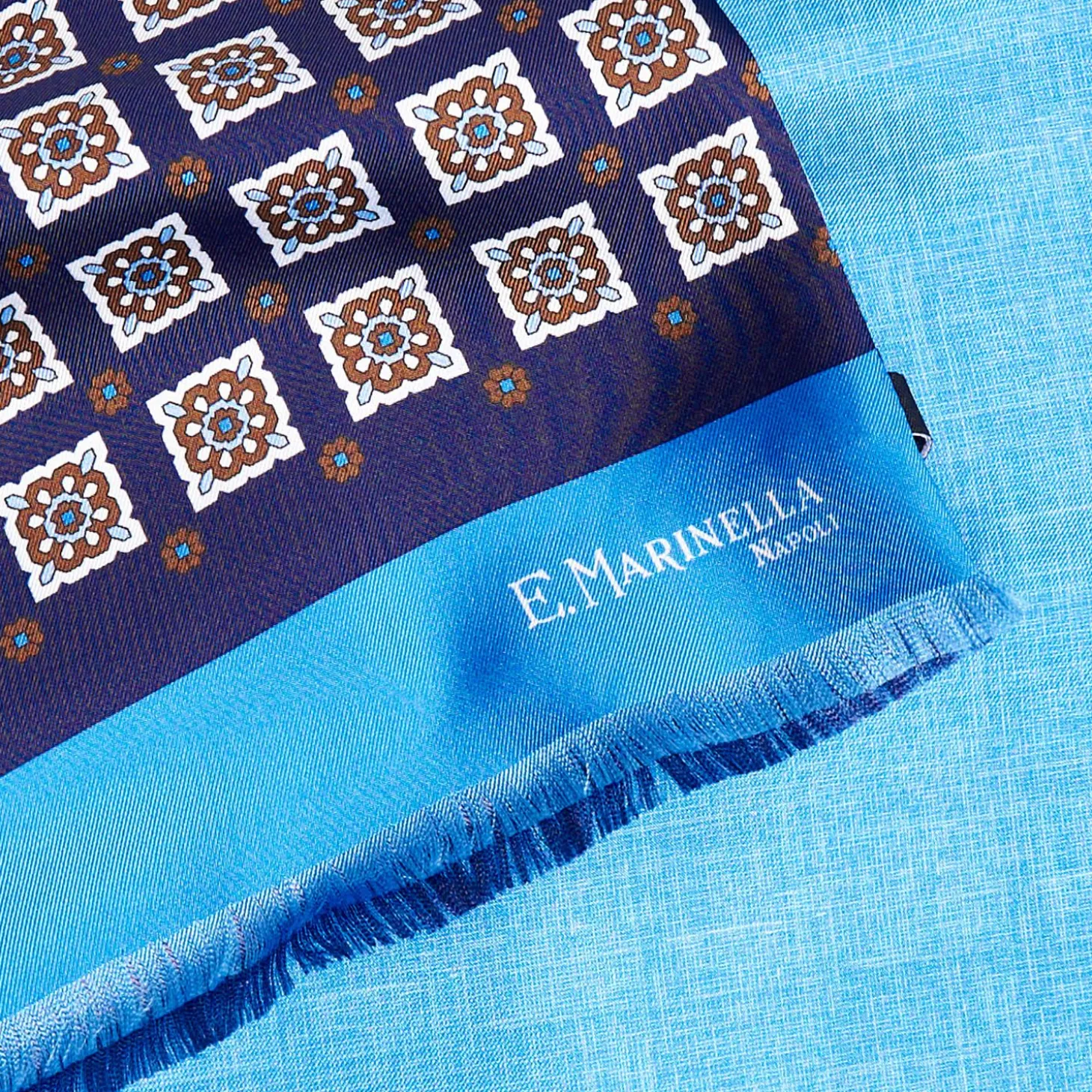 Midnight And Light Blue Double Silk Scarf