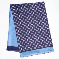 Midnight And Light Blue Double Silk Scarf