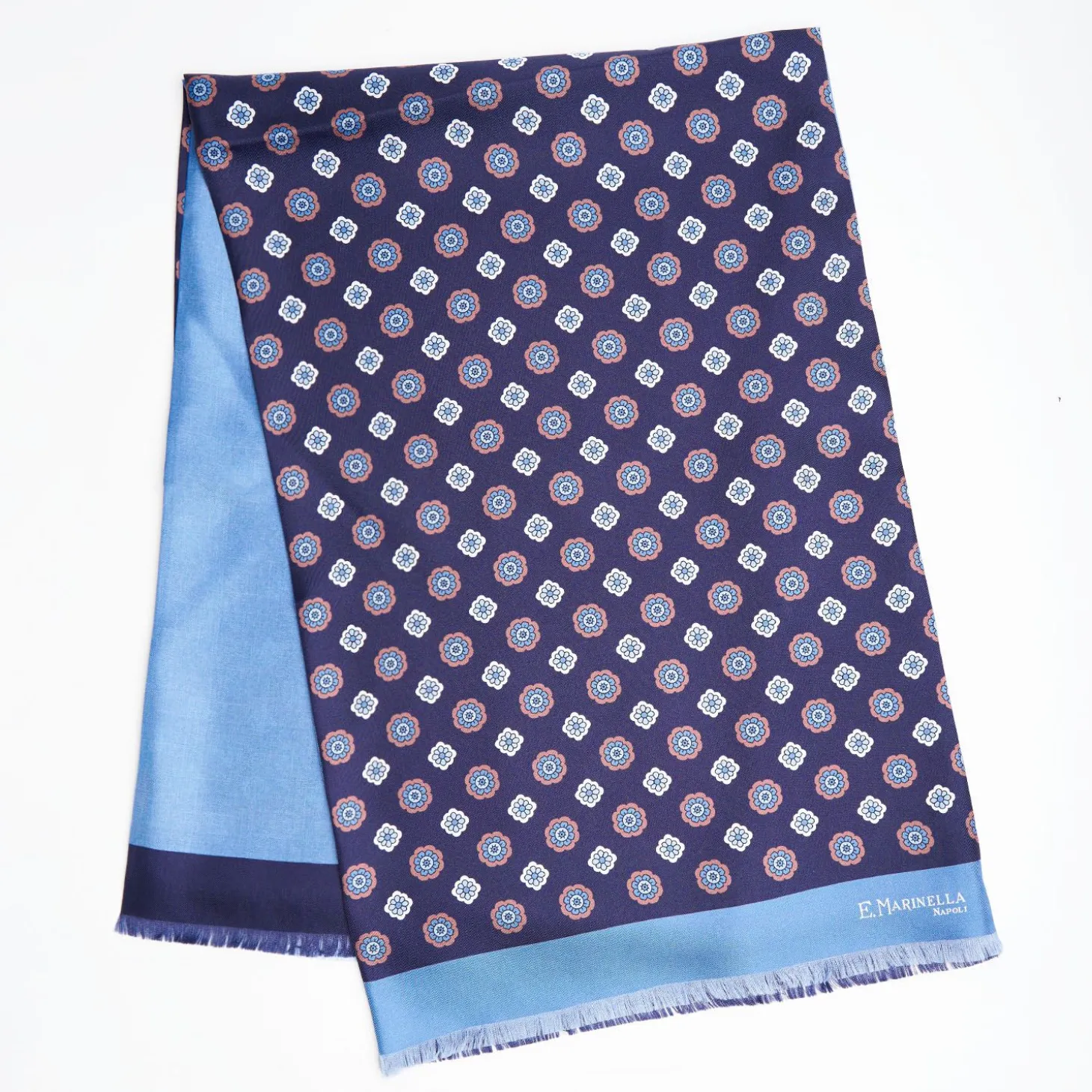 Midnight And Light Blue Double Silk Scarf