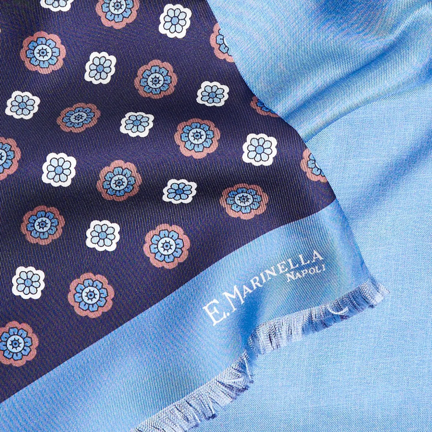Midnight And Light Blue Double Silk Scarf