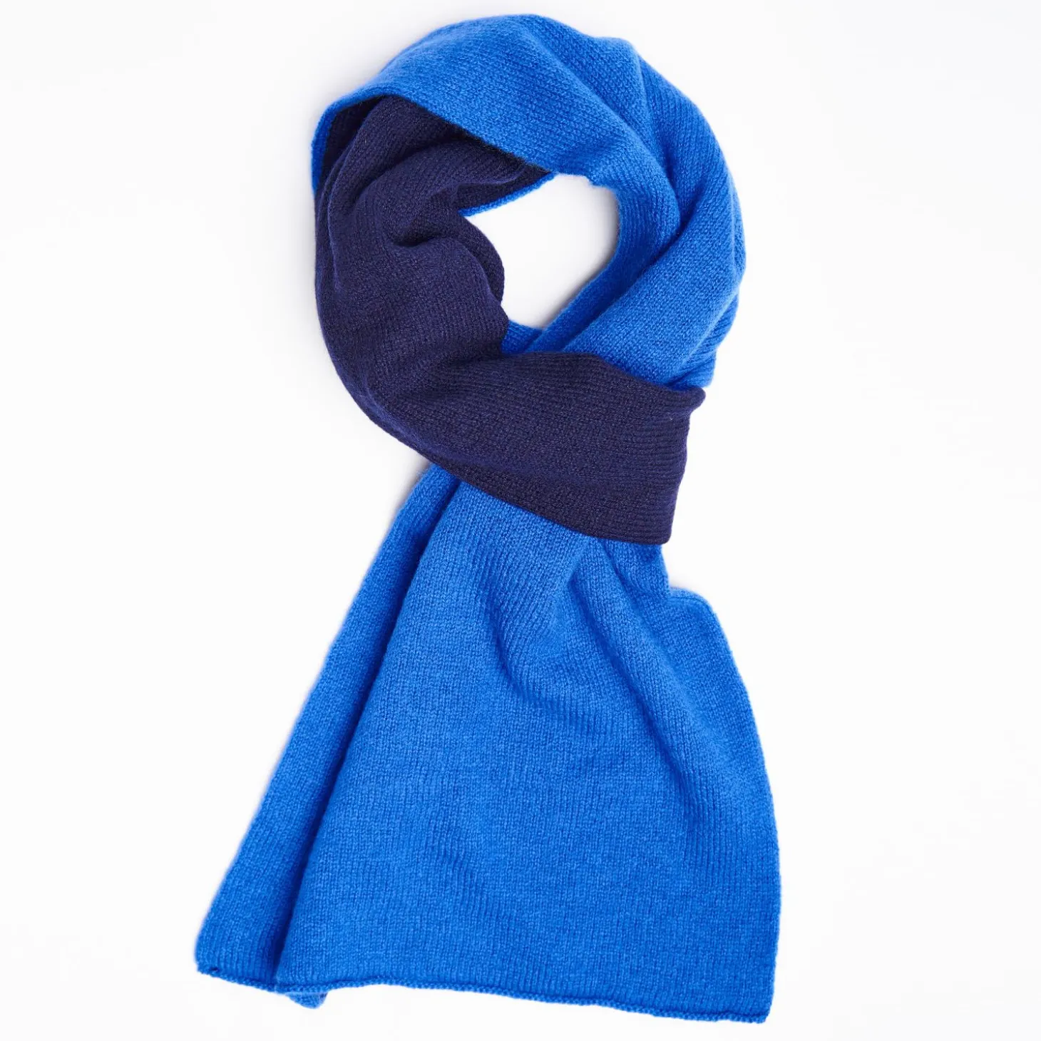 Midnight Blue And Blue Two-Tone Solid Cashmere Neck Warmer
