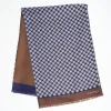 Midnight Blue And Brown Double Silk Scarf