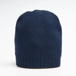 Midnight Blue And Light Brown Bicolor Cashmere Beanie