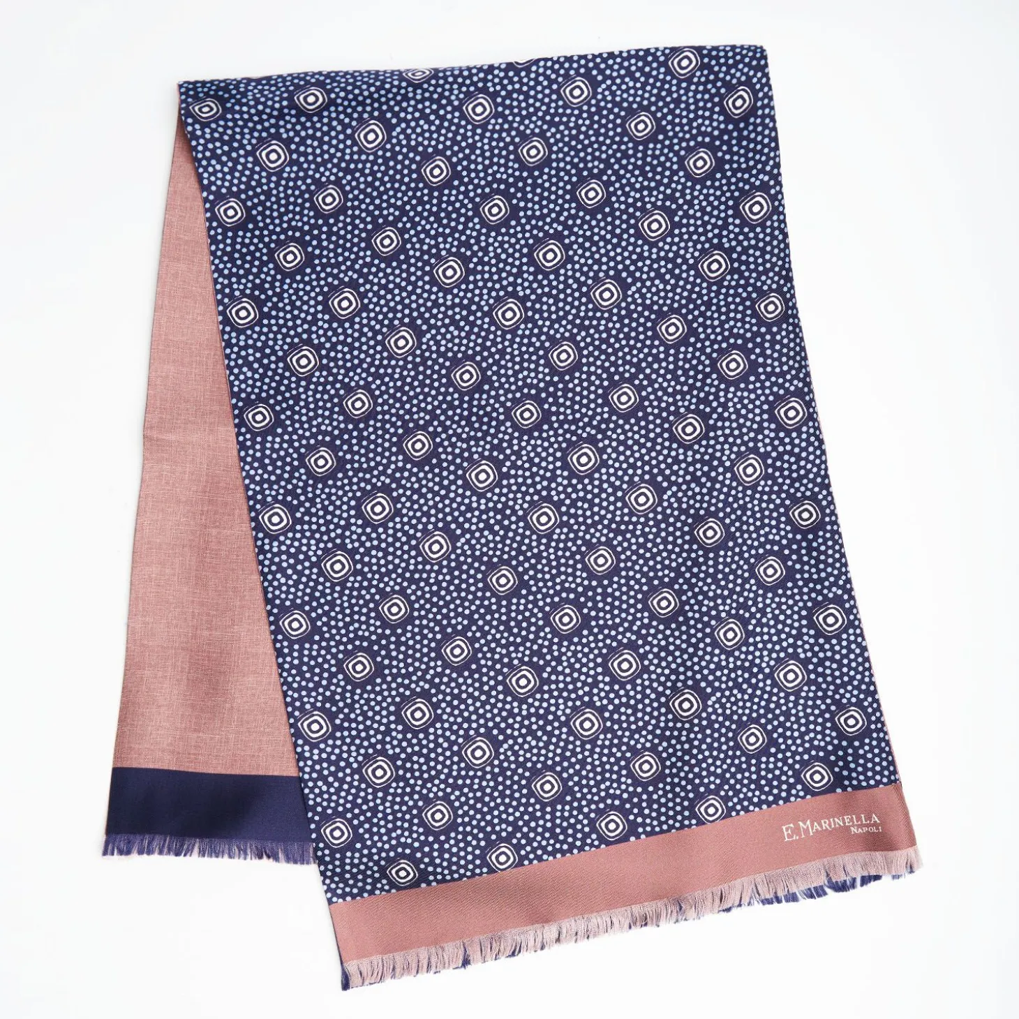 Midnight Blue And Pink Double Silk Scarf