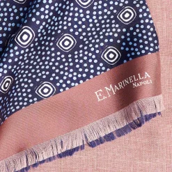 Midnight Blue And Pink Double Silk Scarf
