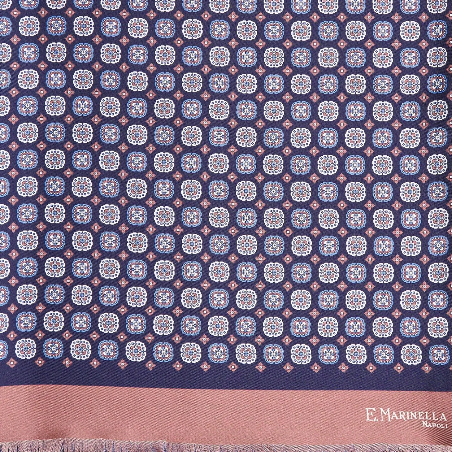Midnight Blue And Pink Double Silk Scarf