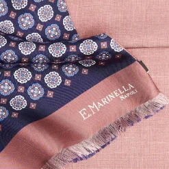Midnight Blue And Pink Double Silk Scarf