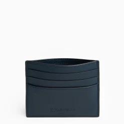 Midnight Blue Leather Credit Card Holder - 7 Compartments