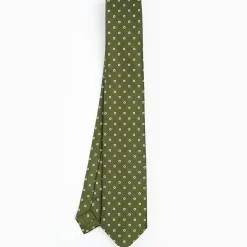 Olive Green Sartorial 7 Cm Tie - Small Flower Pattern