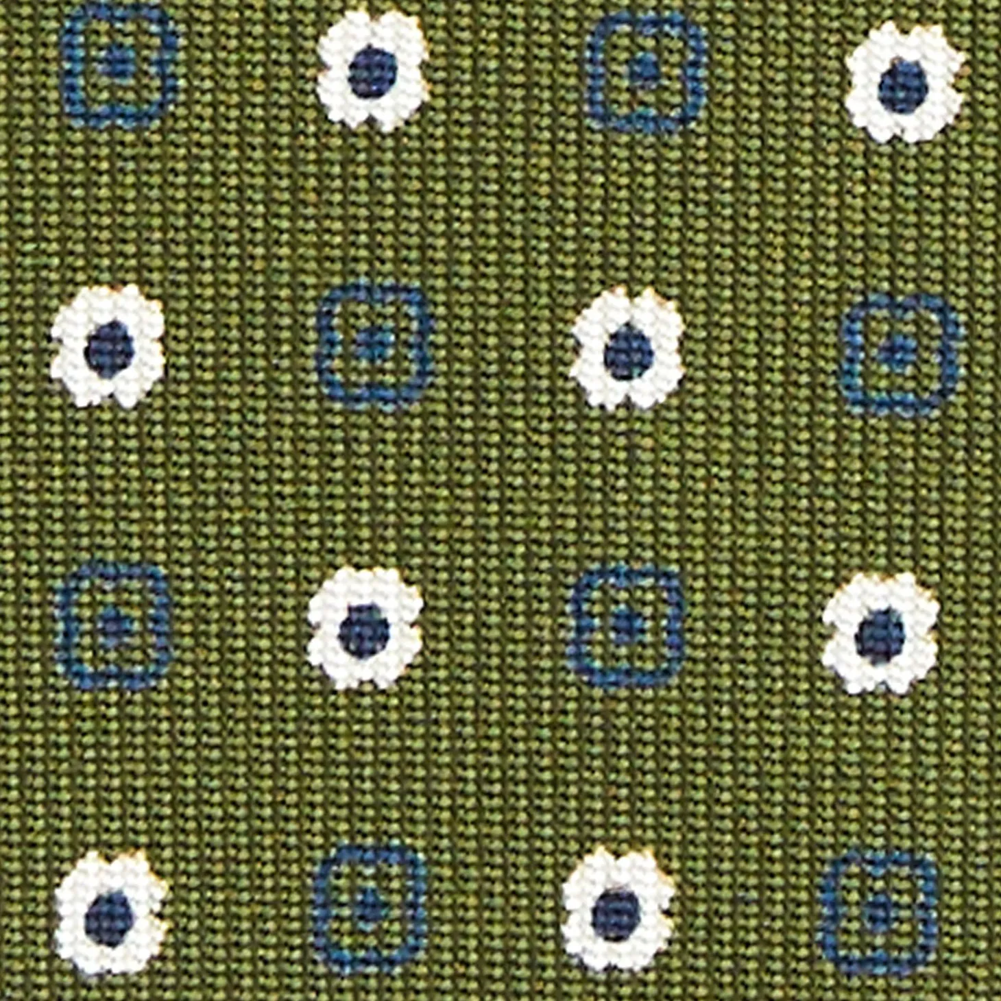 Olive Green Sartorial 7 Cm Tie - Small Flower Pattern