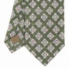 Olive Green Sartorial Cotton And Silk Tie - Large Flower Pattern