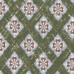 Olive Green Sartorial Cotton And Silk Tie - Large Flower Pattern