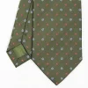Olive Green Sartorial Jacquard Silk Tie - Small Flower Designs