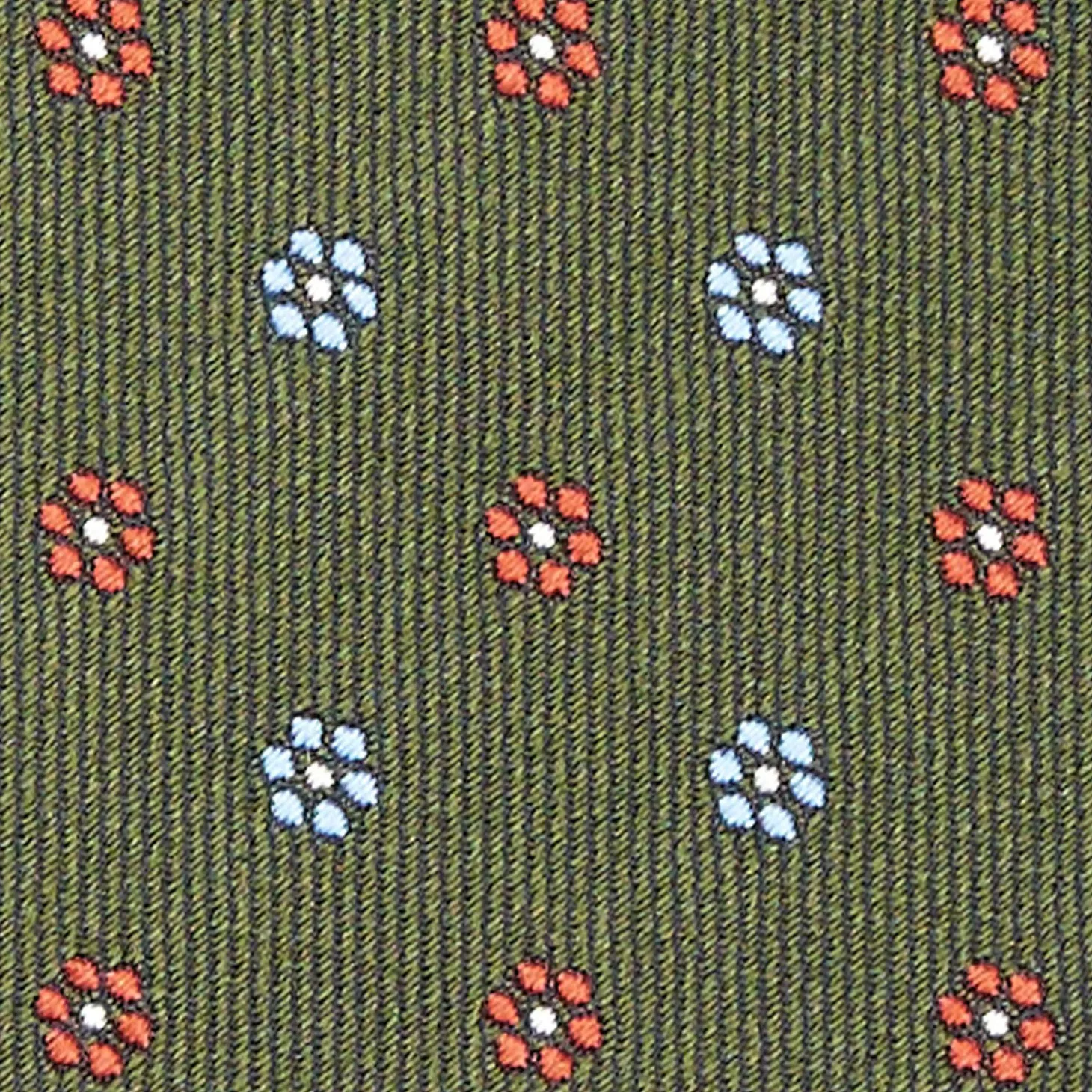 Olive Green Sartorial Jacquard Silk Tie - Small Flower Designs