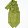 Olive Green Silk Ascot Tie - Small Flower Designs