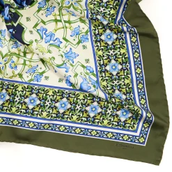 Olive Green Silk Scarf 90 - Mediterranean Vibes
