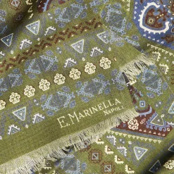 Olive Green Tubolar Scarf In Wool And Silk
