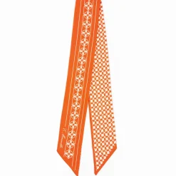 Orange And Beige Silk Twilly