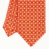 Orange Extra Long Sartorial Silk Tie - Small Flower Pattern