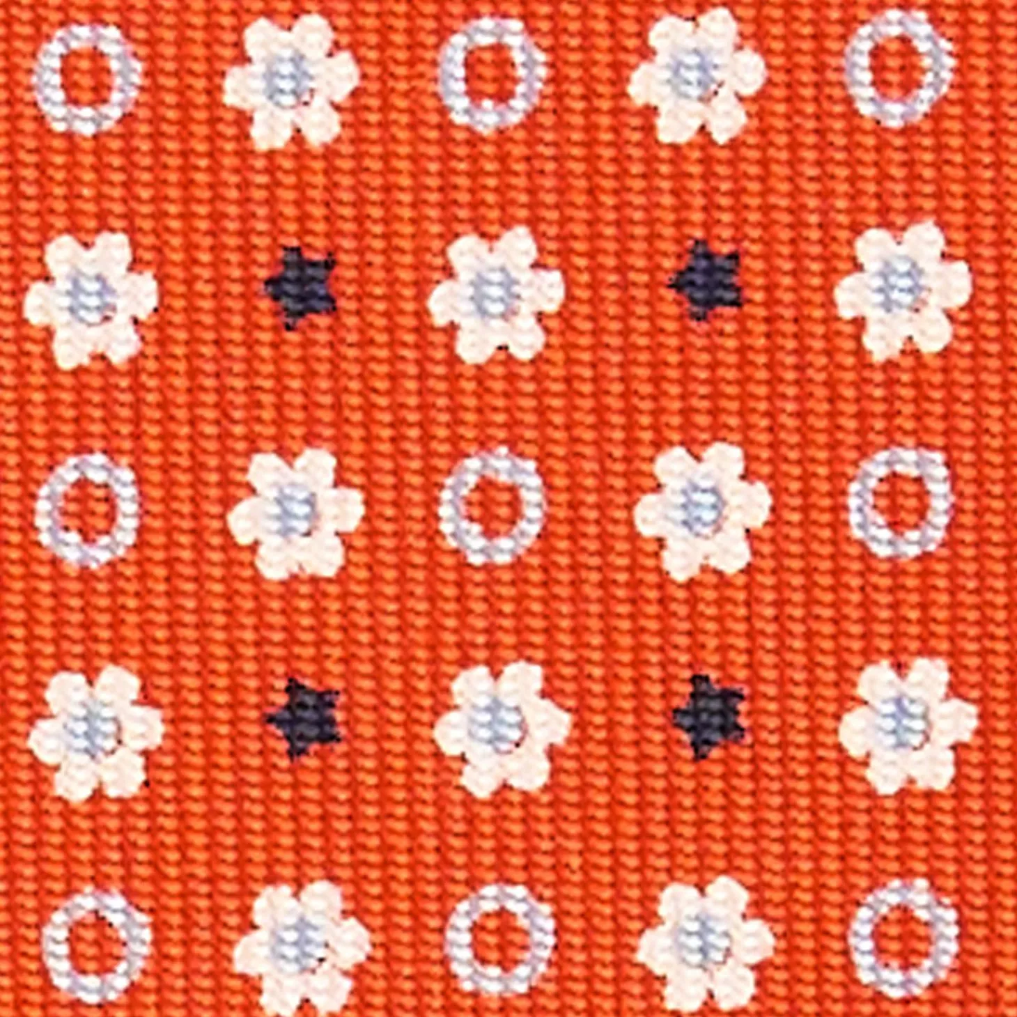 Orange Extra Long Sartorial Silk Tie - Small Flower Pattern