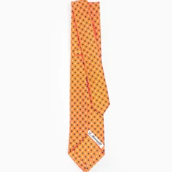 Orange 9 Fold Sartorial Silk Tie Small Flower Pattern