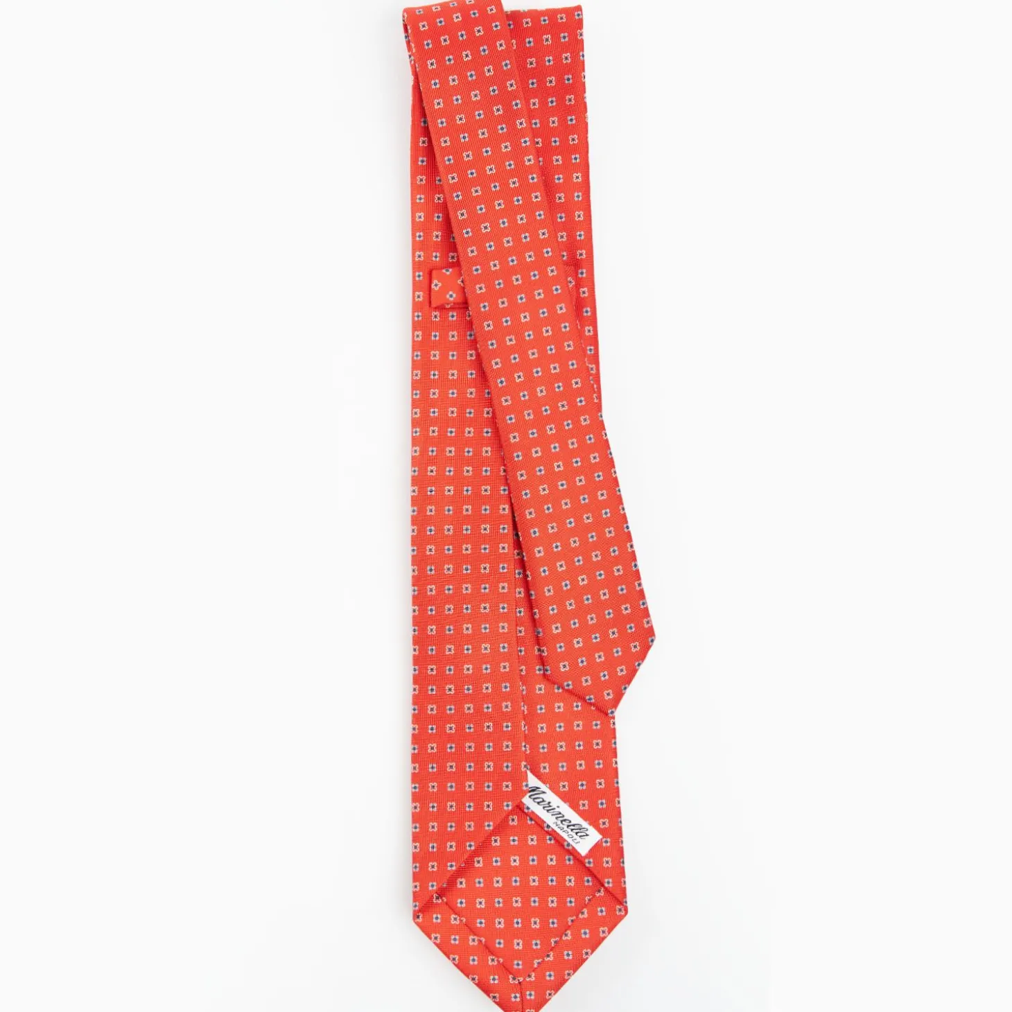 Orange 9 Fold Sartorial Silk Tie Small Flower Pattern