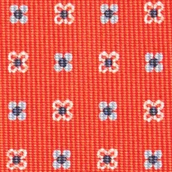 Orange 9 Fold Sartorial Silk Tie Small Flower Pattern