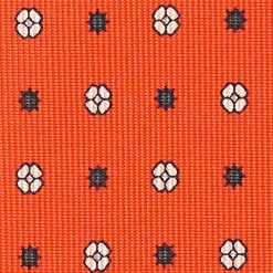 Orange 7 Fold Sartorial Silk Tie - Small Flower Pattern
