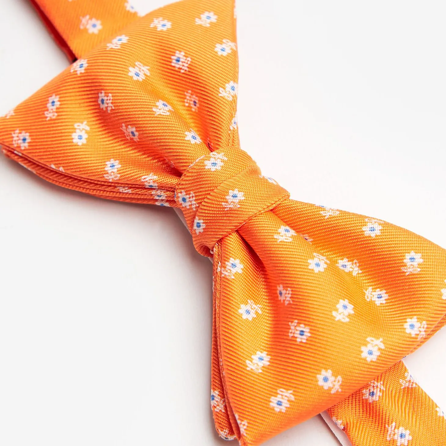 Orange Pre-Knotted Bowtie - Small Flower Pattern