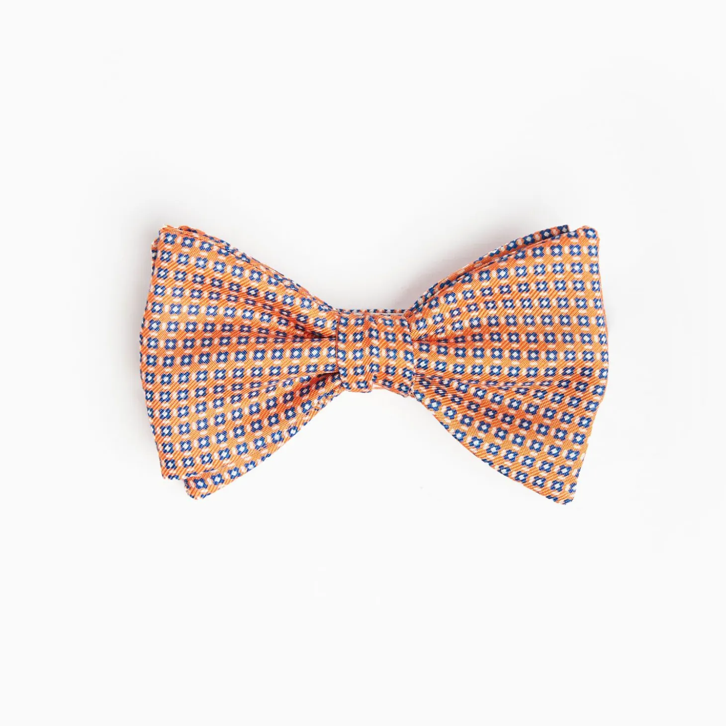 Orange Pre-Knotted Silk Bowtie Small Geometric Pattern