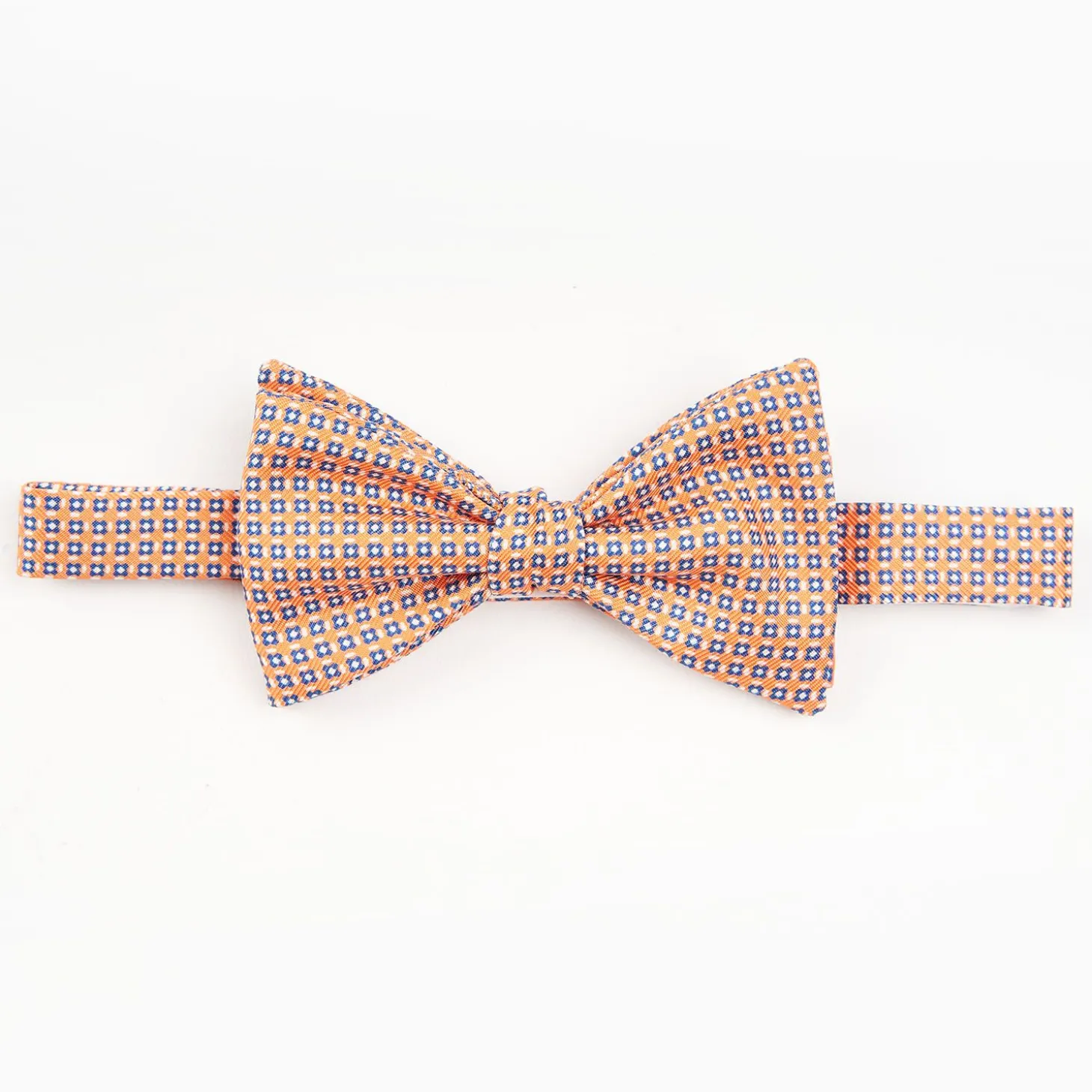 Orange Pre-Knotted Silk Bowtie Small Geometric Pattern