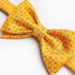 Orange Pre-Knotted Silk Bowtie Small Geometric Pattern