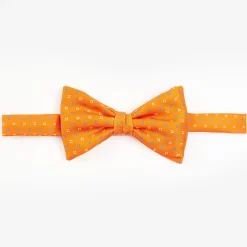 Orange Pre-Knotted Silk Bowtie - Small Geometric Pattern