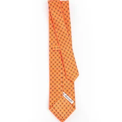 Orange Sartorial Classic Silk Tie - Small Flower Pattern