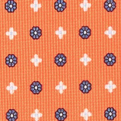 Orange Sartorial Classic Silk Tie - Small Flower Pattern