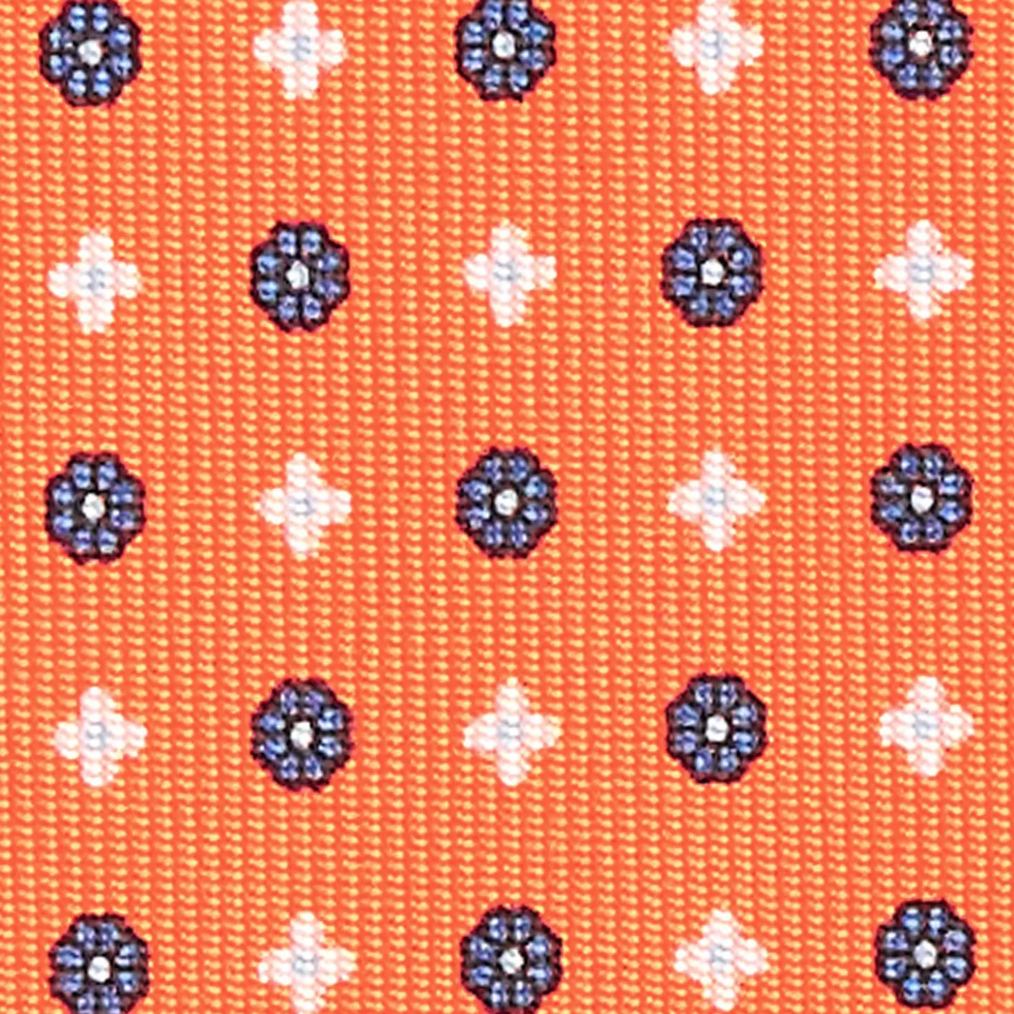 Orange Sartorial Classic Silk Tie - Small Flower Pattern
