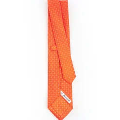 Orange Sartorial Classic Silk Tie - Small Flower Pattern