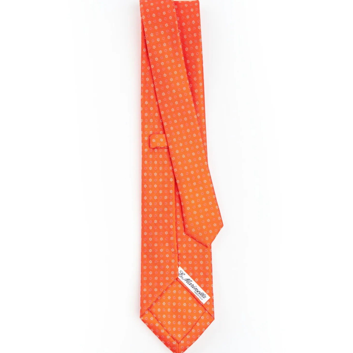 Orange Sartorial Classic Silk Tie - Small Flower Pattern