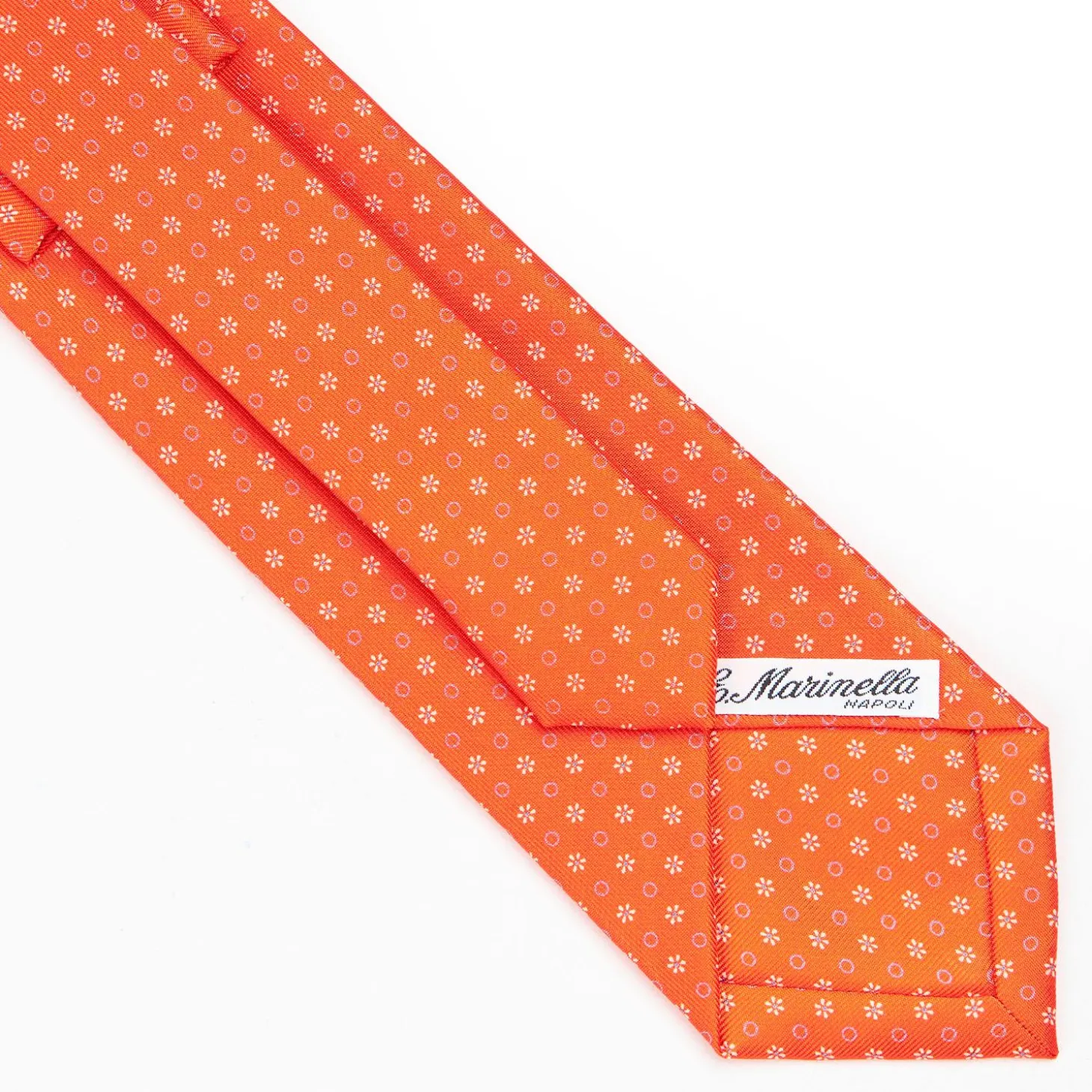 Orange Sartorial Classic Silk Tie - Small Flower Pattern