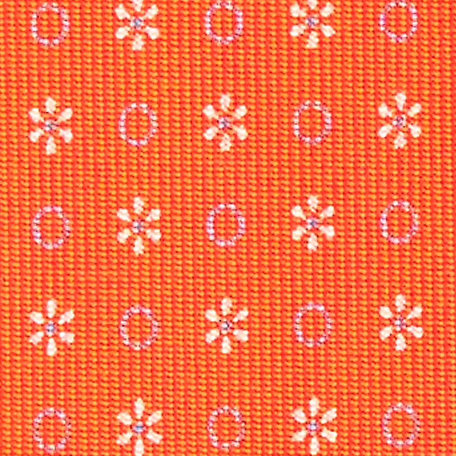 Orange Sartorial Classic Silk Tie - Small Flower Pattern