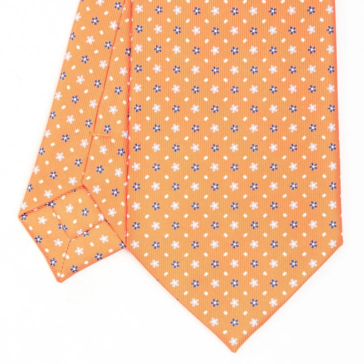 Orange Sartorial Classic Silk Tie - Small Flower Designs