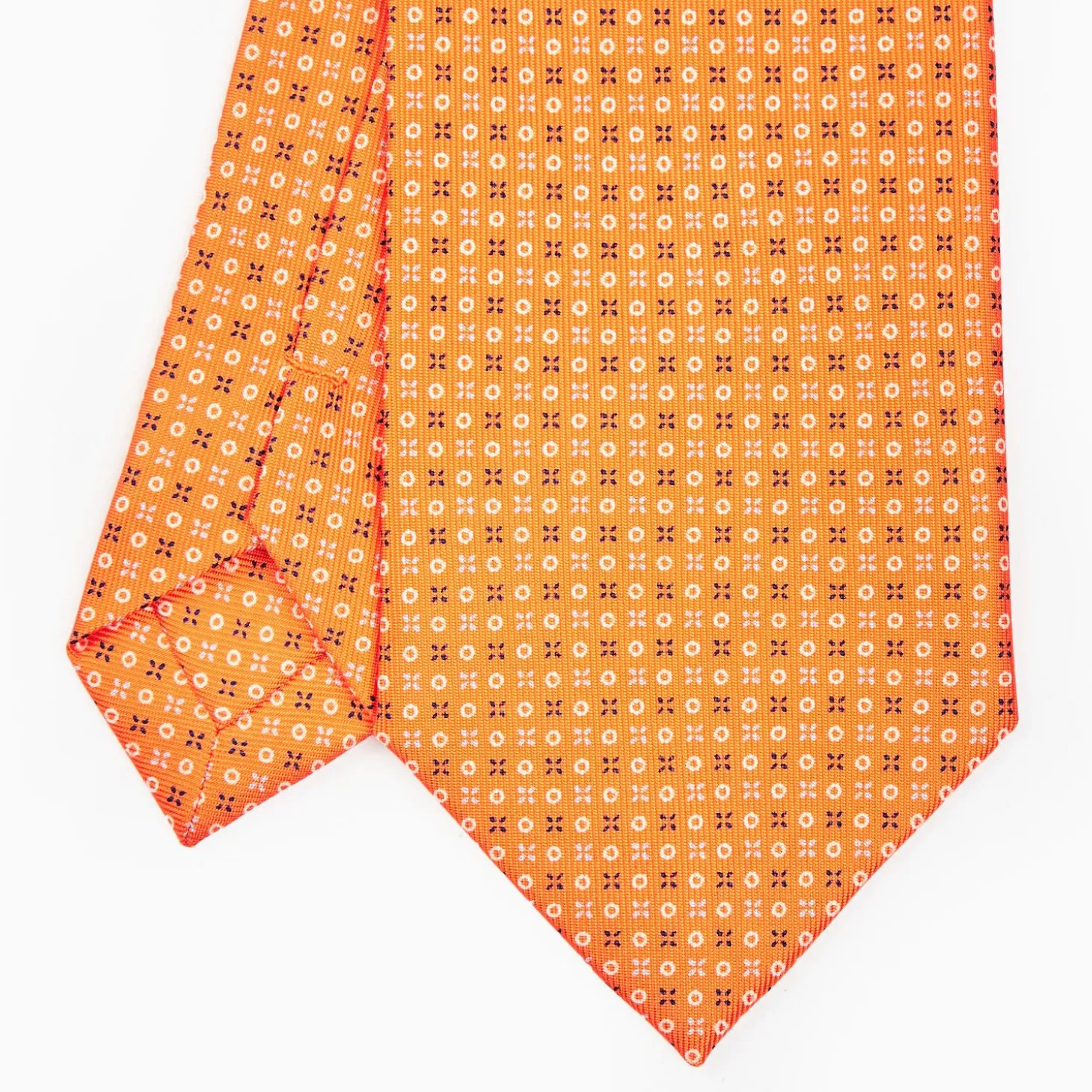 Orange Sartorial Classic Silk Tie - Small Flower Designs