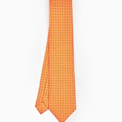 Orange Sartorial Classic Silk Tie - Small Flower Designs