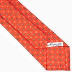 Orange Sartorial Classic Silk Tie - Small Flower Pattern