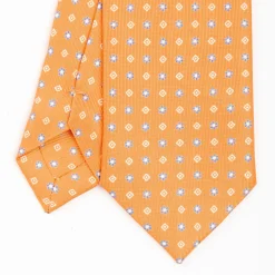 Orange Sartorial 7 Cm Silk Tie - Small Flower Pattern
