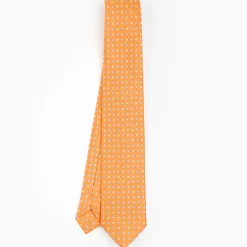 Orange Sartorial 7 Cm Silk Tie - Small Flower Pattern
