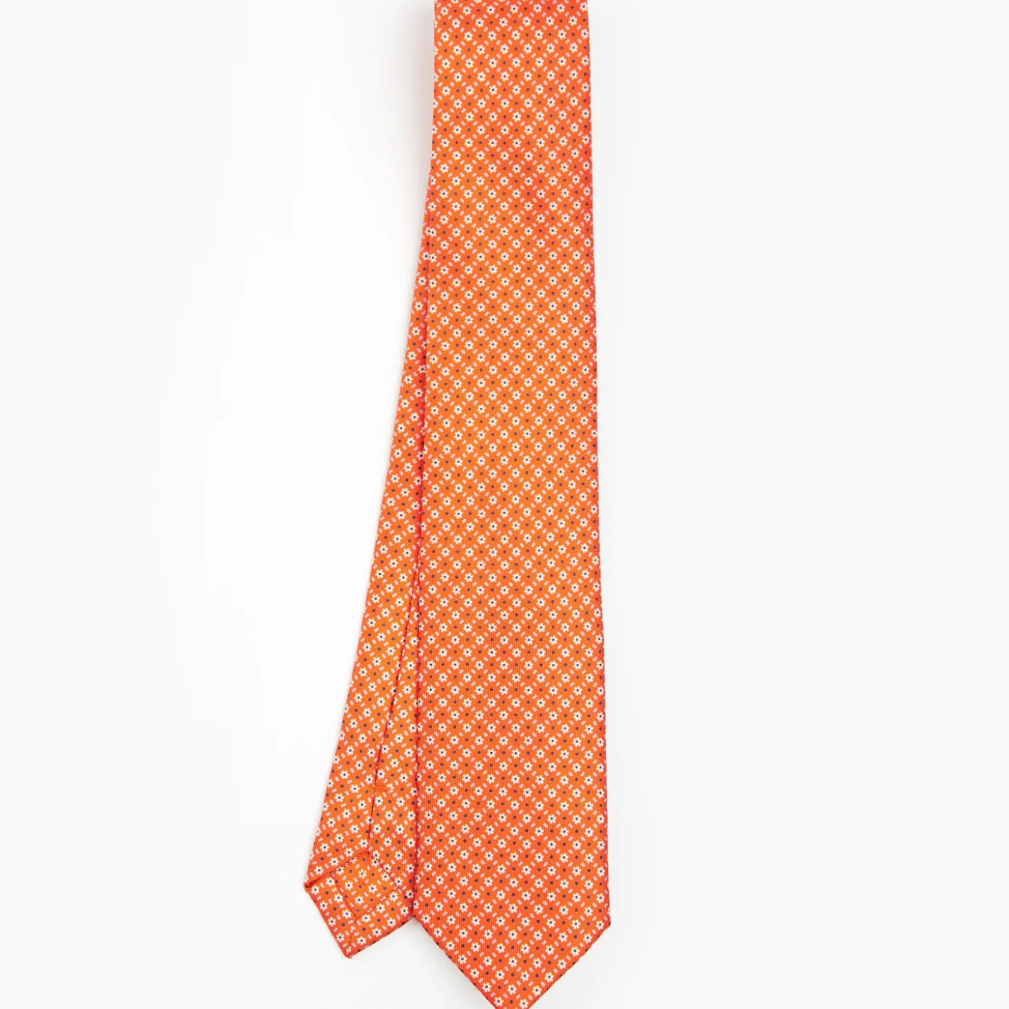 Orange Sartorial 7 Cm Silk Tie - Small Flower Pattern