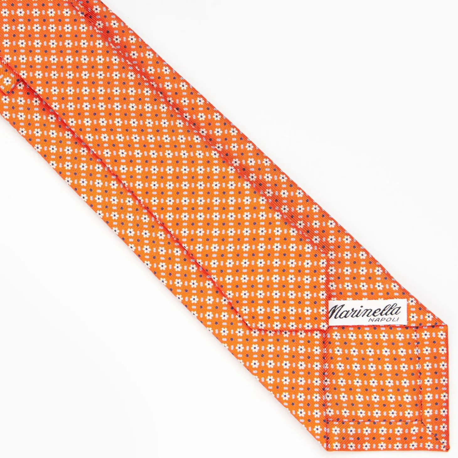 Orange Sartorial 7 Cm Silk Tie - Small Flower Pattern
