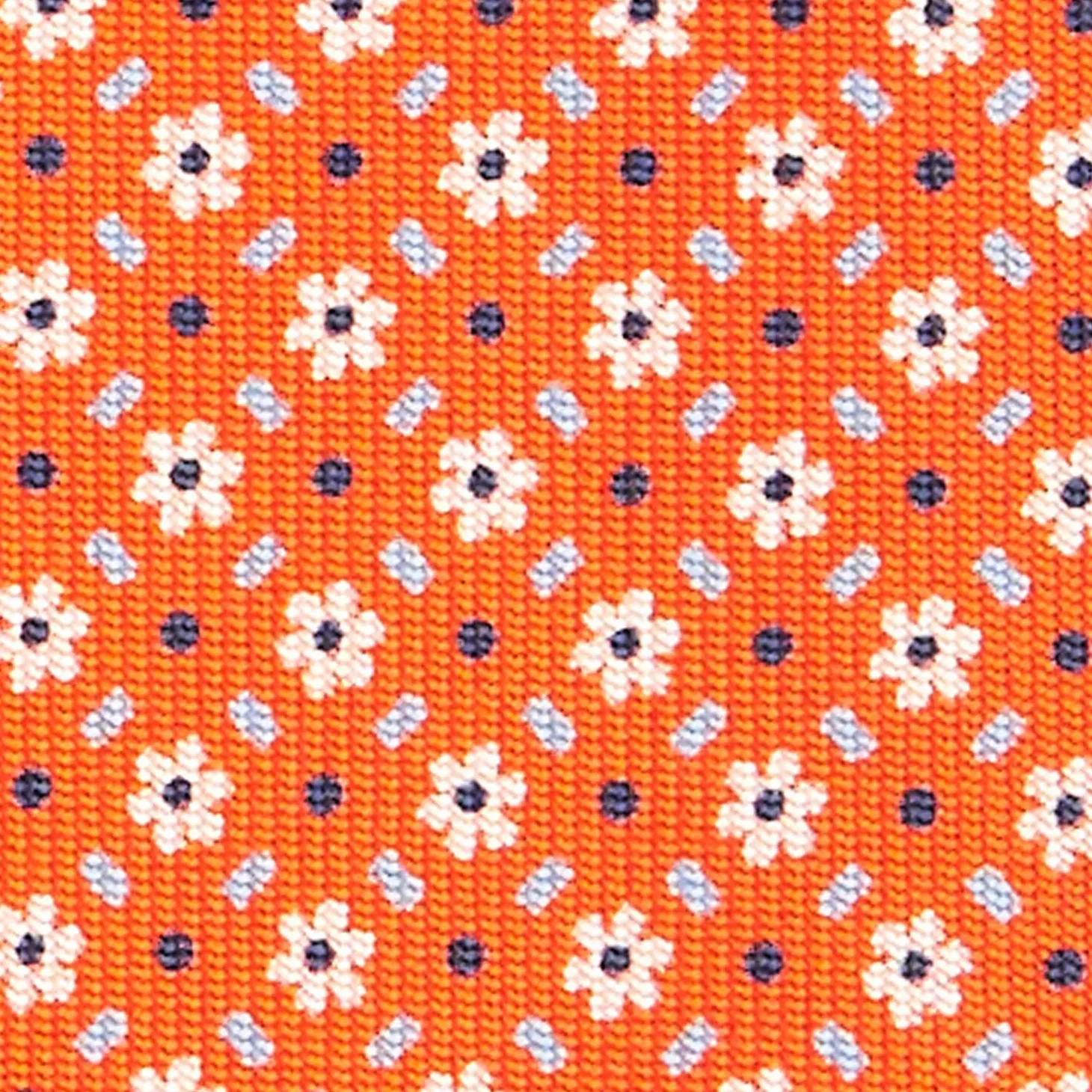 Orange Sartorial 7 Cm Silk Tie - Small Flower Pattern