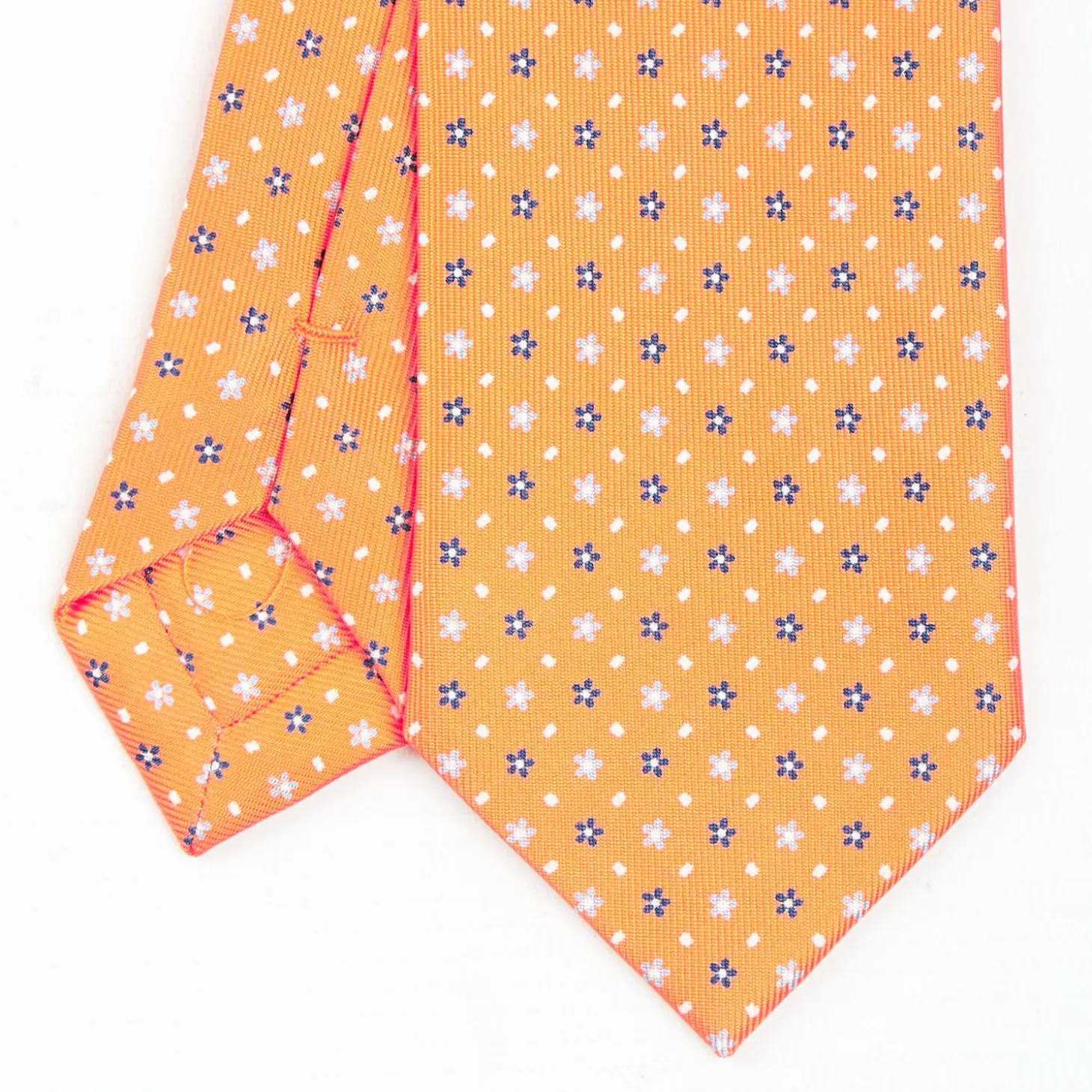 Orange Sartorial 7 Cm Tie - Small Flower Pattern